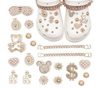 Ryvera 22Pcs Shoe Charms for Croc Charms, Crystal Diamond Shoe Accessories, Bling Shoe Charms for Clog, Bling Chain Charms for Crocs Accessories for Adults Teenage Girls Boys Kids Birthday Party Gifts