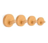 Ryvera 4 Pcs Wooden Coat Hooks, Wooden Hooks For Hanging, Wall Hooks, Suitable For Shower Cabins Bathrooms Bathrooms Kitchen Wall Tiles,3M Hooks Wooden Touch, Strong Load Carrying Capacity（Beech Wood）