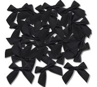 Ryvera 48pcs 5cm Black Bows-Self-Adhesive Silk Satin Material, Perfect for Gift Wrapping, Wedding & Festival Decor