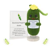Ryvera Emotional Support Pickle, Pocket Hug, Positive Pickle, Positive Gifts Pickle Cucumber, Good Luck Gifts, Gift Girlfriend Positive Gifts with Wooden Stand with Good Luck Card (Big Eyes Style)