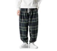 RYVETTE Relaxed Plaid Sweatpants, Mens Tracksuit Bottom Joggers Running for Men Pants Cotton Tartan Trousers Mens Lounge Pants Elasticated Waisted with Pockets Checked Casual Trousers(Blue,5XL)
