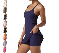 RYVETTE Stuffdatas The Ultimate Tummy Control Backless Active Dress -Made for Movement & Easy Bathroom Breaks, Workout Exercise Dress(Blue,M)