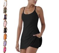 RYVETTE Stuffdatas The Ultimate Tummy Control Backless Active Dress -Made for Movement & Easy Bathroom Breaks, Workout Exercise Dress(Black,XL)