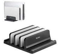 Ryvlan 3 Slot Laptop Stand, Adjustable Vertical Storage for Multiple Devices, Rubber Padded, Compatible with Laptops up to 17 inches, Multi-Purpose Laptop Holder