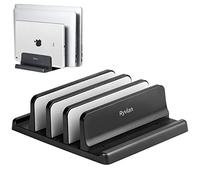 Ryvlan Vertical Laptop Stand, Adjustable 3-Slot Laptop & Tablet Holder with Rubber Padding, Home Office Essential
