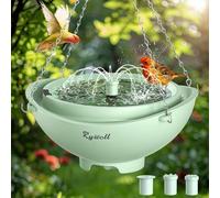 Rywell 4" Deep Hanging Bird Bath Solar Fountain, 3 Modes, 2L, Auto Shut-Off | Extra deep design, quiet pump with filter, outdoor garden yard decor