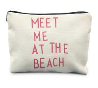 RYYCDOI Beach Makeup Bag, Beach Gifts for Women, Meet Me at the Beach Cosmetic Bags Zipper Pouch for Women, Beach Gifts for Women Friends, Beach Lovers Gifts Makeup Pouch Zipper Bag, white
