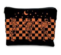 RYYCDOI makeup bag Halloween Cosmetic Bag, Gothic Skeleton - orange