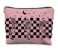 RYYCDOI makeup bag Halloween Cosmetic Bag, Gothic Skeleton - pink