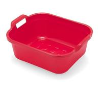 RYYN® Addis Red Rectangular Bowl 9.5L With Handles For Washing Up Dishes Fit For Kitchen Sinks Easy Clean High Gloss Finish
