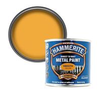 RYYN® Hammerite Metal Paint Smooth Yellow 250ml Direct To Rust Quick Drying No Primer Or Undercoat Needed Single Coat