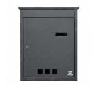 RYZAN Large Parcel Drop Box, Black, Steel, Wall Mount, with Key Lock, Drop Chute and 3 Keys, 58x44x35cm