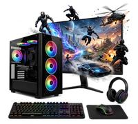 Ryzen 5 5600G Gaming PC Bundle | Vega 7 Graphics, 16GB RAM, 256GB SSD + 1TB HDD, Windows 11 | Wi-Fi Desktop Computer with RGB Case & Accessories