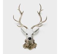 RYZQWE Animal head wall decor Deer Head Wall Decor Faux Resin Animal Head with Gold Antlers for Wall Mount Decoration Christmas Decoration woodland nursery decor office wall decor(White,42x61c