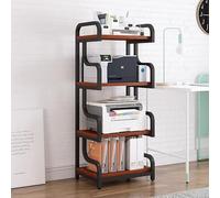 RYZQWE Compact Stereo Cabinet and Media Console with 4-Tier Storage, Corner TV Stand, Audio Stand, small media console, and Media Shelf for Entertainment and Gaming Setup(Brown)