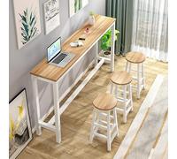 RYZQWE Industrial Bar Table, Solid Wood Top, Creative Live Edge, Long, Rustic, Tall, Counter Height, Narrow, Home & Kitchen Pub Table (160x40x100cm)