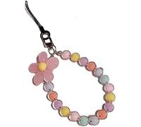 Rzcin 1pc Candy Color Mobile Phone Strap,Beaded Flower Bracelet Creative Hanging Rope Keychain Camera Chain Lanyard Beaded Flower Anti-Lost Phone Case Lanyard Girl Women's Wrist Strap,Charms Decor