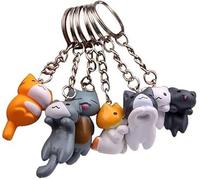 Rzcin 1Pc Random pattern Kitten Key Chain Couple Gift Fashion Lucky Cat Keychain Random Pendent Charm PVC Key Ring Cartoon Bag Pendant, Car Keychains, Car Accessories
