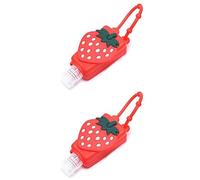 Rzcin 2 Pcs Strawberry Empty Travel Bottle Hand Sanitizer, Refillable Bottle Cosmetic Container for Cosmetic Containers, Silicone Case Keychain Carrier, Portable Travel Containers Tools