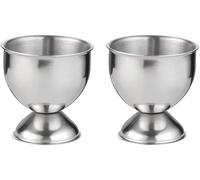 Rzcin 2Pcs Silver Egg Cups Stainless Steel Egg Holder, Soft Boiled & Hard Boiled Tray Kitchen Gadgets Tools, 46mm x 48mm Small Cup