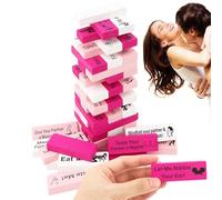 RZCOMP 54Pcs Lust Tower Super Naughty Block Tower Game Couples Valentine Wooden Stacking Blocks Perfect for Date Night Activities Party Games and Fun Ideas for Adults