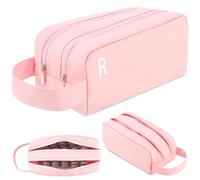 RZCOMP Daily Contact Lens Organizer Case,Portable Contact Lens Storage Case,Travel Contact Lens Storage Case with Clearly Labeled R & L,Storage up to 100 Lenses (Pink)