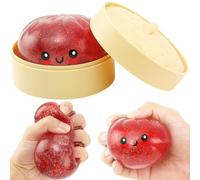 RZCOMP Dumpling Squishy Glitter Dumpling Squishy Toys with Plastic Steamer Box,Big Dumpling Squishy Stress Relief Fidget Novelty Squeeze Toys Gift for Adults & kids (Red)