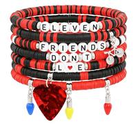 RZCOMP for Stranger Merch Things Inspired Bracelet,7PCS Stackable Stretch Bracelets for Stranger TV Merchandise Jewellery Fans Stuff Cosplay Outfit Friendship Birthday Gifts