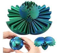 RZCOMP Gear Ball Fidget Toy Gear Ball and Gear Sphere 3D Printed Puzzle Cube Steampunk Fidget Toys with Helix Screw Design for Stress and Anxiety Relief（blue green）