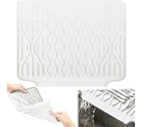 RZCOMP Silicone Dish Drying Mat,Draining Board Mats Non-Slip Sink Drainer Mat,No-Spill Mat & Heat Resistant Folding Silicone Draining Mats for Kitchen,Campervan Counter,Sink (White)