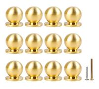 RZDEAL 12pcs 19MM Mini Round Solid Brass Pulls Antique Cabinet Drawer Small Handles Modern Minimalist Handles Knobs (Gold)