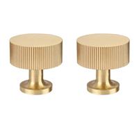RZDEAL 2pcs Solid Brass Cabinet Knobs Pulls - Gold Modern Handles (1"x1"/25mmx25mm), Brushed Brass Finish
