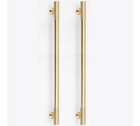 RZDEAL 2pcs Solid Brass Gold Cabinet Pulls, 10 Inch Hole Centers for Kitchen Cupboard Handles Modern Drawer Dresser Pulls Bathroom Brushed Brass Cabinet Pulls Wardrobe Door Handles