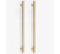 RZDEAL 2pcs Solid Brass Gold Cabinet Pulls, 11-1/4 Inch Hole Centers for Kitchen Cupboard Handles Modern Drawer Dresser Pulls Bathroom Brushed Brass Cabinet Pulls Wardrobe Door Handles