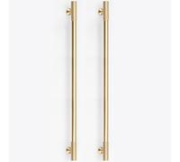 RZDEAL 2pcs Solid Brass Gold Cabinet Pulls, 12-3/5Inch Hole Centers for Kitchen Cupboard Handles Modern Drawer Dresser Pulls Bathroom Brushed Brass Cabinet Pulls Wardrobe Door Handles