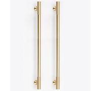 RZDEAL 2pcs Solid Brass Gold Cabinet Pulls, 8-3/4 Inch Hole Centers for Kitchen Cupboard Handles Modern Drawer Dresser Pulls Bathroom Brushed Brass Cabinet Pulls Wardrobe Door Handles