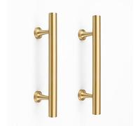 RZDEAL 3-3/4 Inch Kitchen Cabinet Handles Solid Brass Cabinet Pulls Round Bar Handles Brushed Gold Dresser Drawer Pulls Hardware 4 Pack