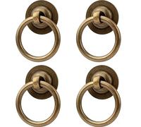 RZDEAL 4 Pack Solid Antique Brass Cabinet Pulls Ring Drawer Pulls, Antique Style Kitchen Cabinet Handles Pulls Vintage Pulls Brass Drawer Handles for Cabinets