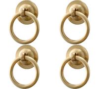 RZDEAL 4 Pack Solid Brass Cabinet Pulls Ring Drawer Pulls, Gold Kitchen Cabinet Handles Brass Brushed Drawer Handles