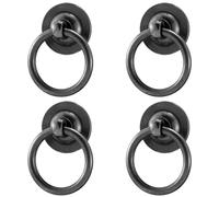 RZDEAL 4 Pack Solid Brass Cabinet Pulls Ring Drawer Pulls, Retro Black Kitchen Cabinet Handles Pulls Vintage Pulls Brass Drawer Handles for Cabinets