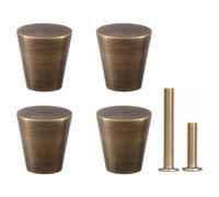 RZDEAL 4Pcs 0.79"x0.98" Antique Bronze Mid Century Drawer Knobs Solid Brass Vintage Cone Cabinet Shoe Book Drawer Knob Handle (Bronze)