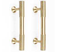 RZDEAL 4pcs Solid Brass Gold Cabinet Pulls, 3-Inch Hole Centers for Kitchen Cupboard Handles Modern Drawer Dresser Pulls Bathroom Brushed Brass Cabinet Pulls Wardrobe Door Handles