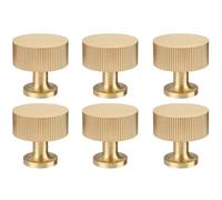 RZDEAL 6pcs Solid Brass Cabinet Knobs Pulls - Gold Modern Handles (1"x1"/25mmx25mm), Brushed Brass Finish