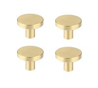 RZDEAL Cabinet Knobs Solid Brass Round Dresser Drawer Knobs and Pulls Simple Decorative Kitchen Cabinet Door Handles (4Pcs, 1.1“x0.79”)