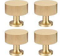 RZDEAL Set of 4 Solid Brass knobs for cabinets, Drawers and chests of Drawers in Gold, Modern Handles Measuring 2.8 × 2.8 cm, Brushed Brass Finish