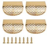RZDEAL Solid Brass Cabinet Handles Brushed Gold Leaf Knobs and Pulls for Dresser Drawer Handles 2-3/8" Length (4Pcs)