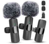 Rzeuml Wireless Microphone for iPhone Wide Compatibility Plug & Play Noise Reduction Clear Sound Lavalier Microphone for Video Recording, Live Streaming, YouTube, Tiktok, Vlog, 2 Pack
