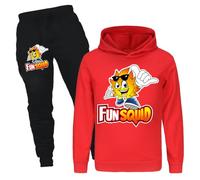 Rzfbeeok Boys Girls Squad Merch Tracksuits Gamer Printings Unisex Pullover Hoodies and Pants 2pcs Sets (Red,7-8 Years,7 Years,8 Years)