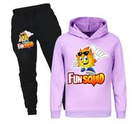 Rzfbeeok Boys Girls Squad Merch Tracksuits Gamer Printings Unisex Pullover Hoodies and Pants 2pcs Sets (Purple,7-8 Years,7 Years,8 Years)