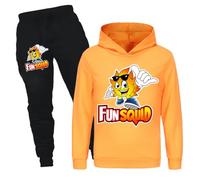 Rzfbeeok Boys Girls Squad Merch Tracksuits Gamer Printings Unisex Pullover Hoodies and Pants 2pcs Sets (Orange,7-8 Years,7 Years,8 Years)